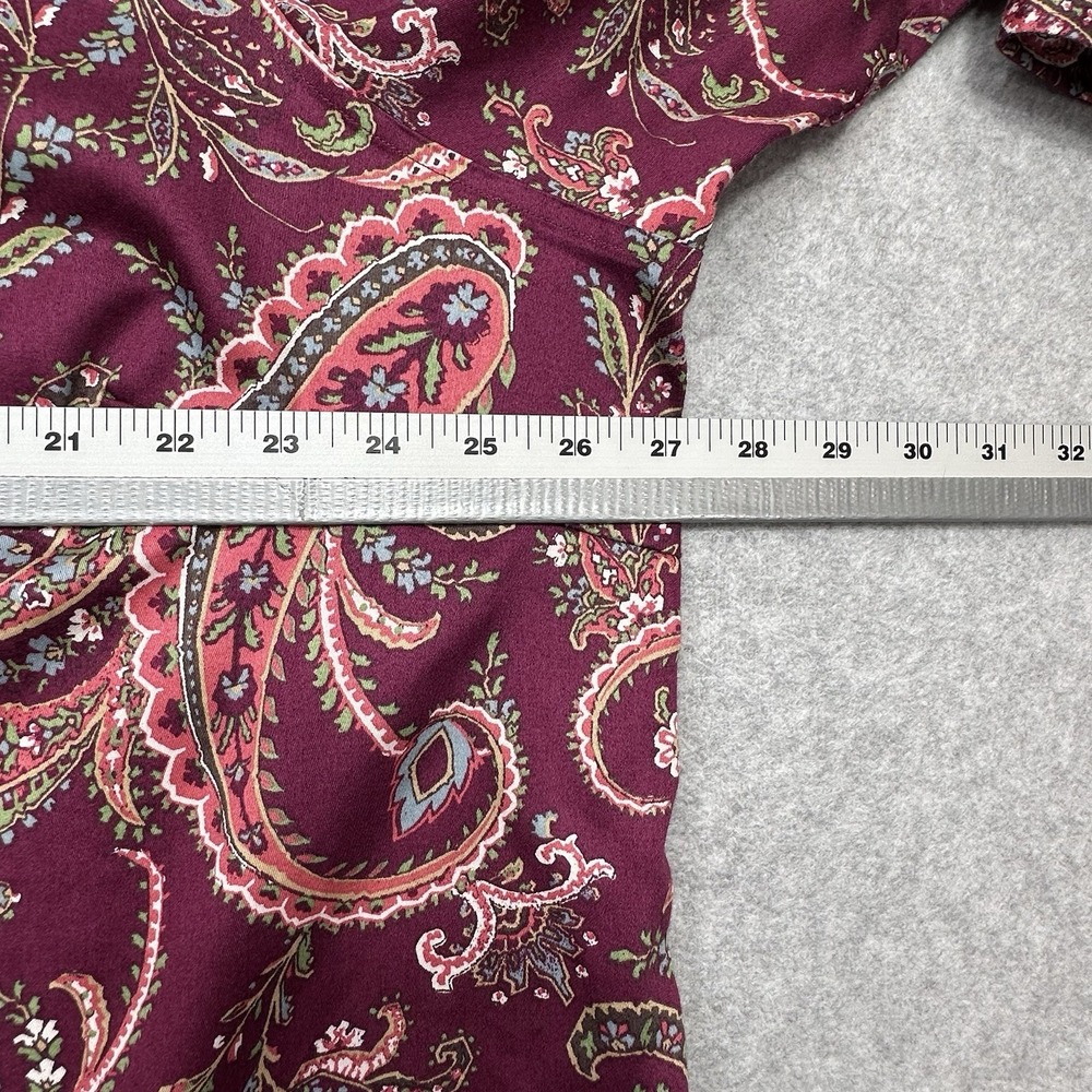 Chaps No Iron Shirt Plus 2X Burgundy Paisley Print Button Down Long Sleeve - Picture 9 of 12
